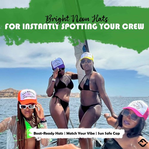 Funky Junque Neon Party Trucker Hats - Funny Foam Mesh Snapback Caps for Bachelorette Parties, Girls Weekend Trips, Birthdays, Festivals & Bride Crew Gifts - 8 Pack - Shenanigans