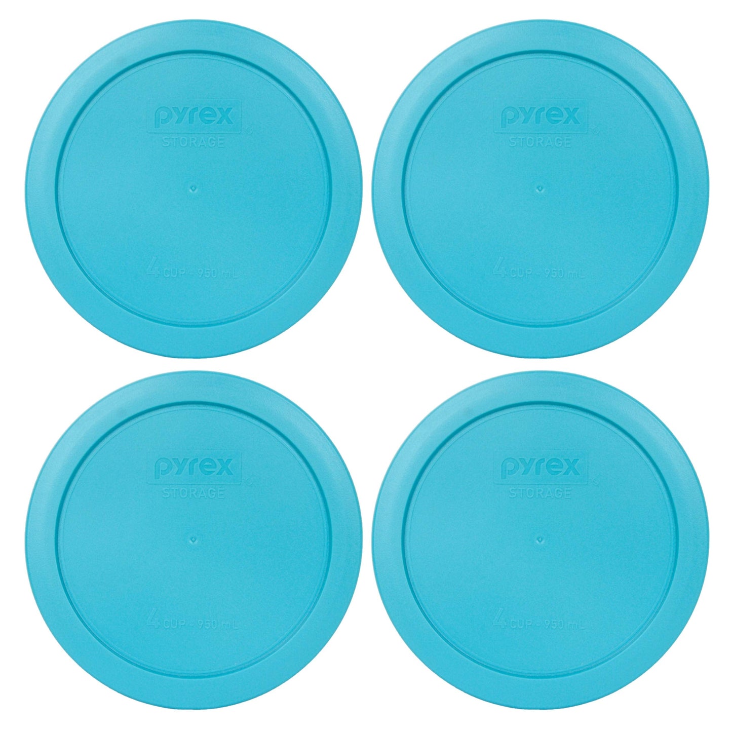 Pyrex 7201-PC 4-Cup Surf Blue Plastic Food Storage Lid, Made in USA - 4 Pack