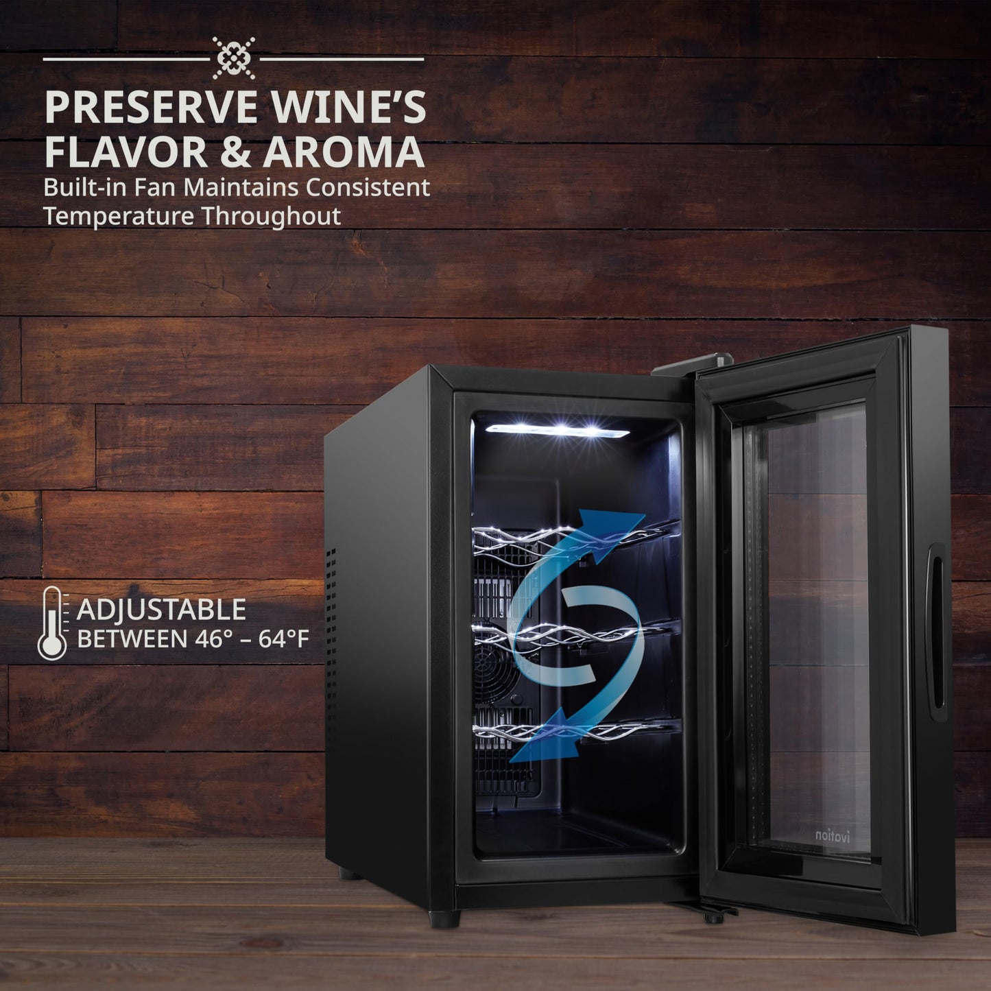 Ivation 8 Bottle Red And White Wine Thermoelectric Wine Cooler/Chiller Counter Top Wine Cellar with Digital Temperature Display, Freestanding Refrigerator Smoked Glass Door Quiet Operation Fridge