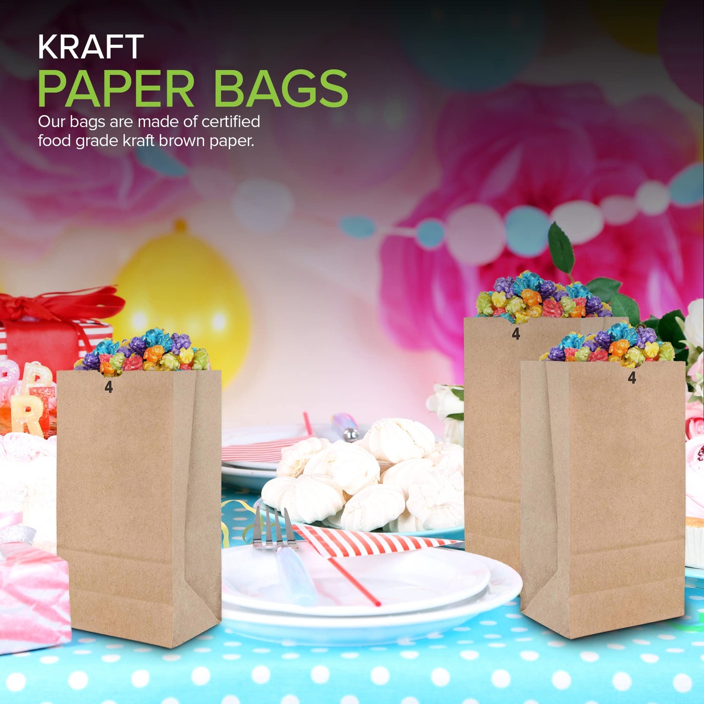 Stock Your Home 4 lb Kraft Brown Paper Lunch Bags (50 Count) – Bulk Disposable Lunch Sacks, Small Blank Bags for Snacks, Sandwiches, Grocery Food, and Arts & Crafts Projects