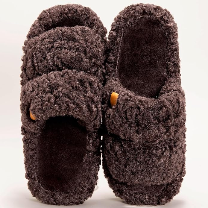 House Slippers for Women Fuzzy Open Toe Soft Comfy Bedroom Shoes for Indoor Outdoor