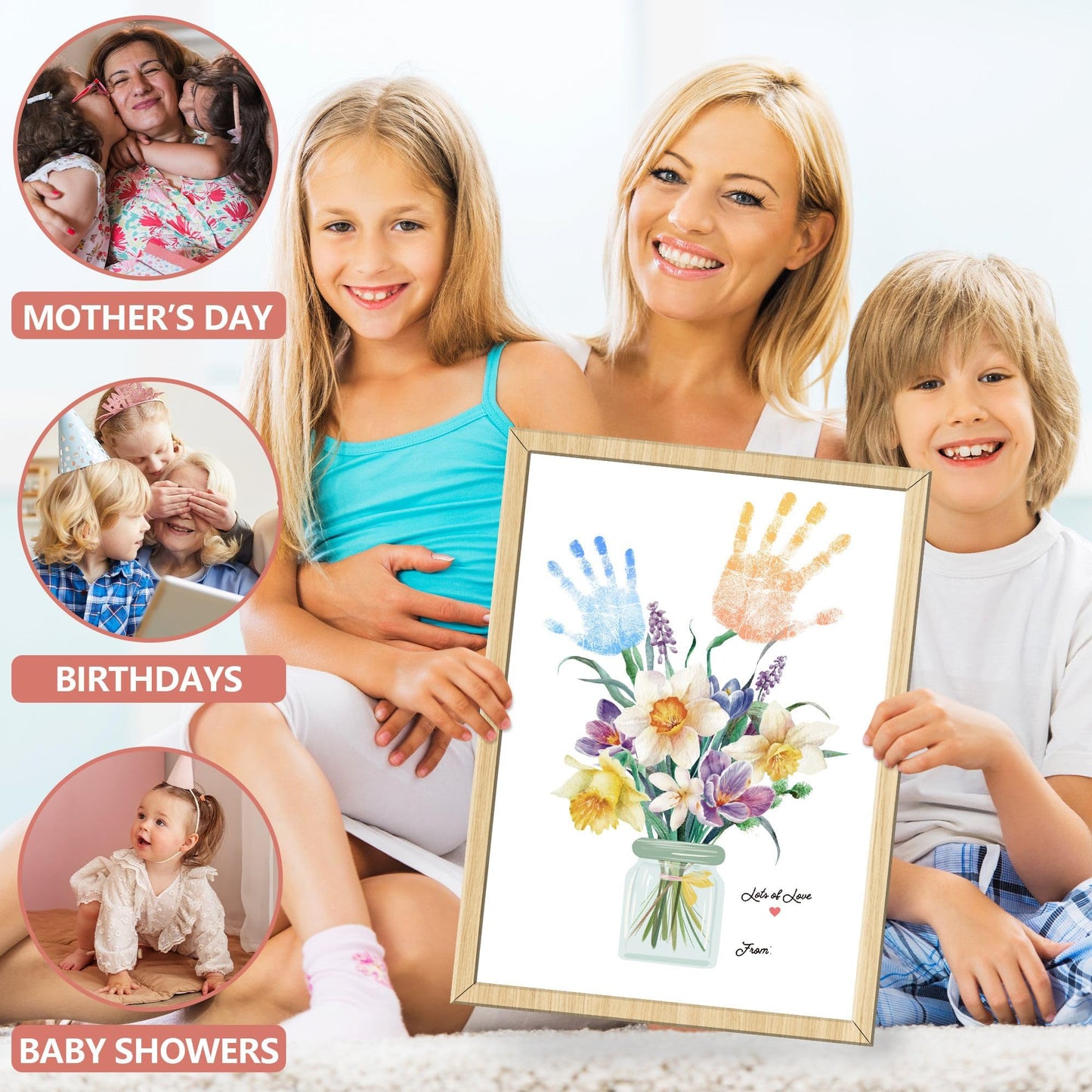 HiFulerr Mom Birthday Gifts - Handprint Flower Crafts from Kids, First Mothers Day Gifts, Unique Birthday Christmas Gift and Decorations for Mom from Son Daughter Dog, Gift for Grandma Nana Mimi Gigi