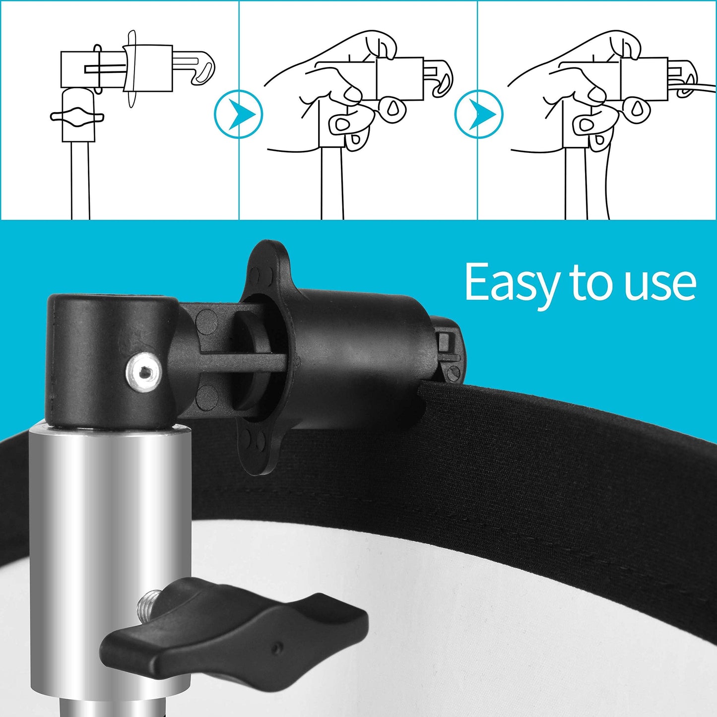 EMART 8.5FT Photography Green Screen Background Reflector Disc Holder Clip with Light Stand for Diffuser, Pop Up Backdrop, Photo, Video Studio, Meeting,Live Streaming, Youtuber