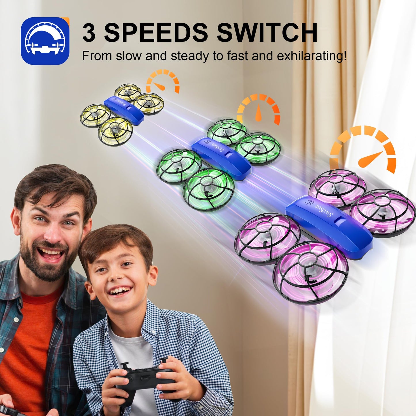 Swifsen Drones for Kids with Camera,Rc Drone Indoor Small Helicopter,Birthday Gifts for Boys and Girls Beginners Friendly,Mini Quadcopter Toy With 2 Batteries,Propeller Protect,Altitude Hold