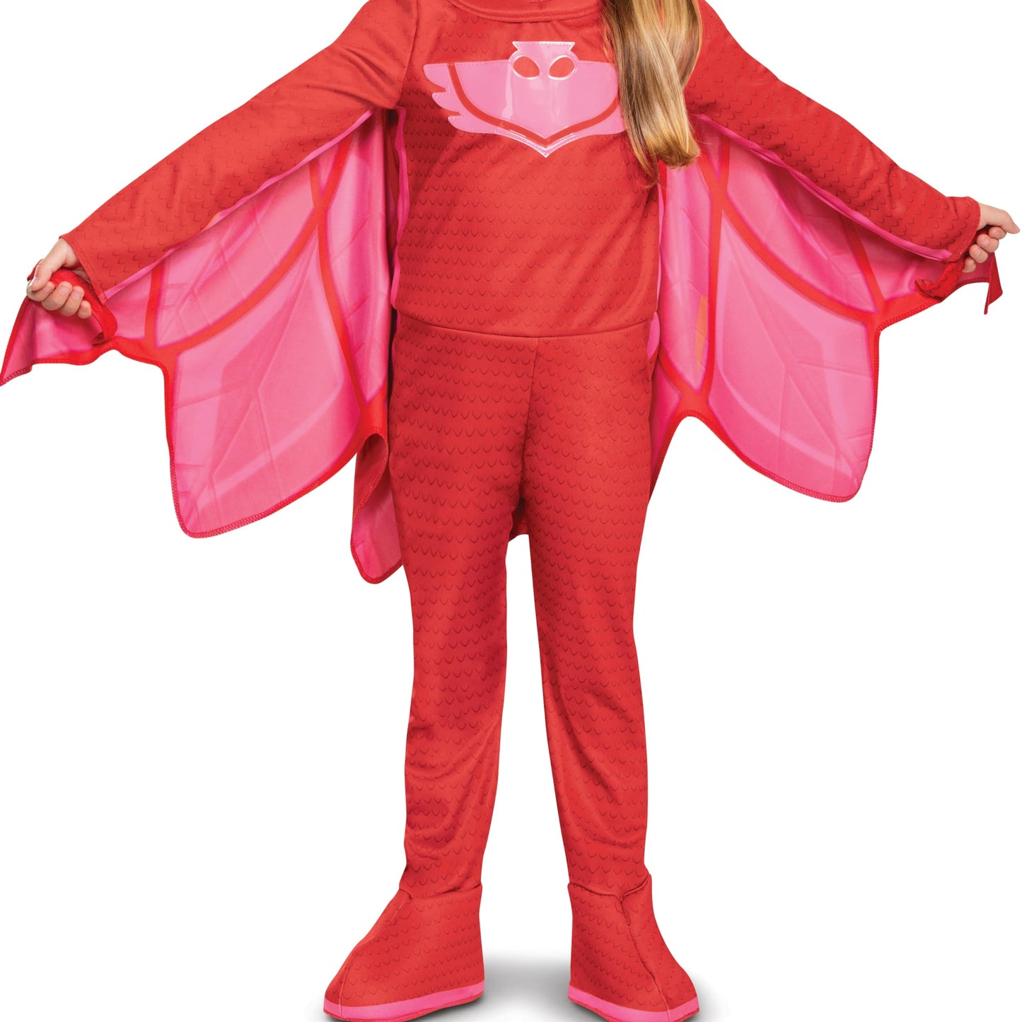 Disguise PJ Masks Owlette Costume, Deluxe Kids Light Up Jumpsuit Outfit and Character Mask, Toddler Size Medium (3T-4T) Red