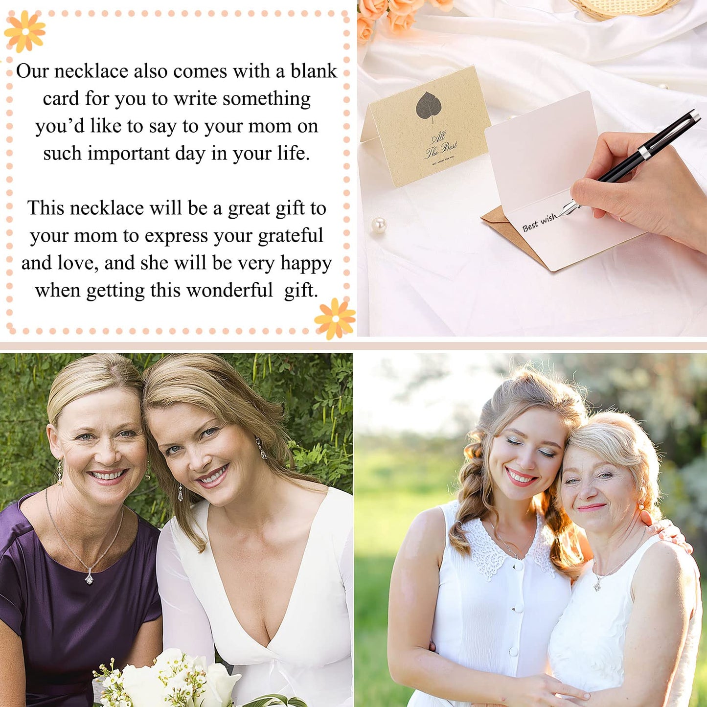 UPROMI Mother of The Bride Gifts from Daughter - Wedding Jewelry for Mom: Silver Dainty Necklace