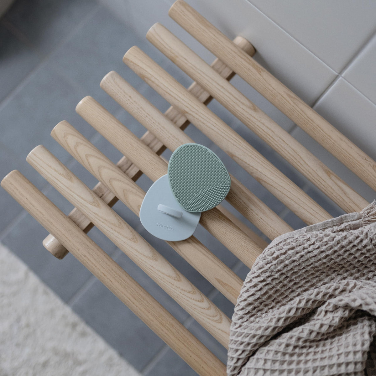 mushie Baby Bath Cradle Cap Brush | Soft Silicone Bristles for Dry Skin, Eczema, & Cradle Cap Treatment | 2-Pack (Tradewinds/Per