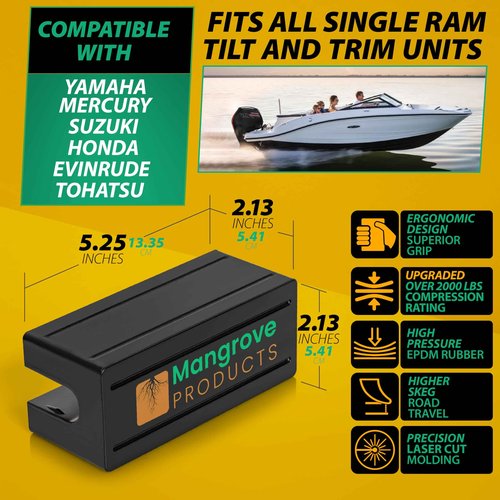 Mangrove Products: Boat Transom Saver, Outboard Motor Support, Single Ram Wedge, Boat Accessories, Transom Savers for Outboard Motor, Boat Motor Engine Support, Pontoon Boat Accessories (2 Pack)