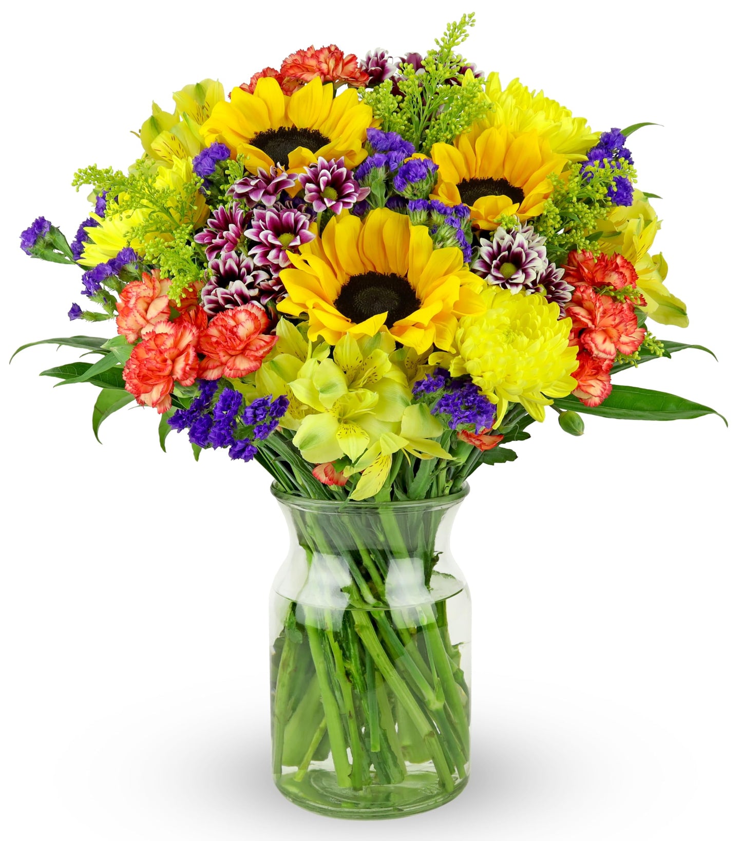 Benchmark Bouquets - Flowering Fields (Glass Vase Included) - Fresh Flowers for Delivery - Gift for Graduation, Birthday, Anniversary, Sympathy, Get Well, Congratulations