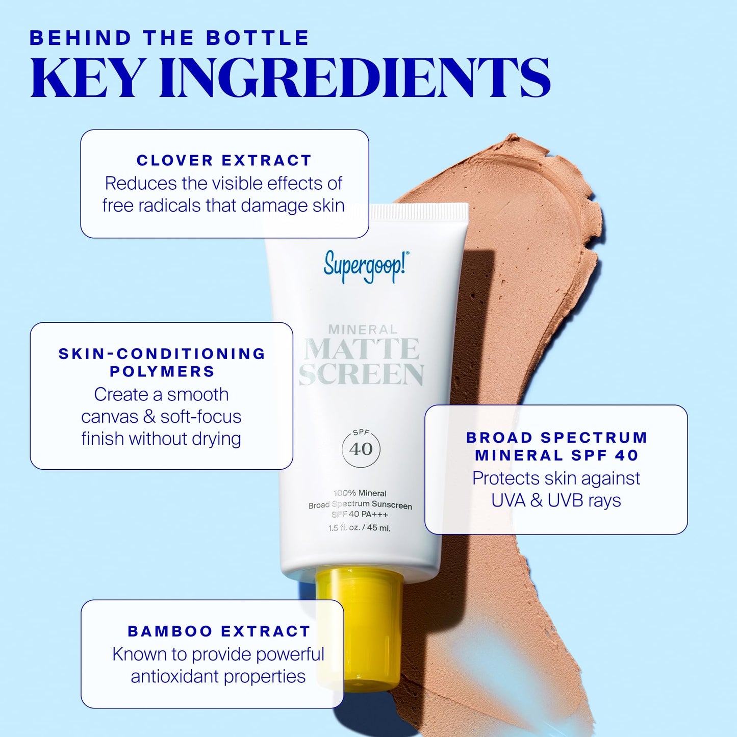 Supergoop! Mineral Mattescreen (SPF 40) - 20 mL, Pack of 2 - Mineral, Oil-Free Broad Spectrum Sunscreen - Smooths Skins Appearan