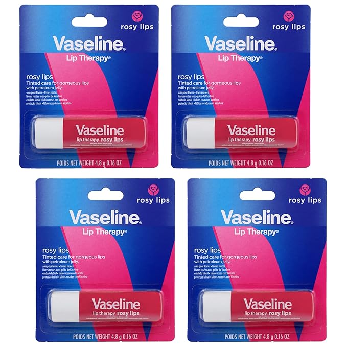Vaseline Lip Therapy Care Rosy, Fast-Acting Nourishment, Ideal for Chapped, Dry, Cracked, or Damaged Lips, Lip Balm, 24-Pack, 0.16 Oz Each
