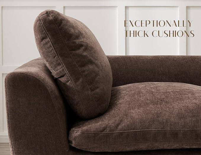 ohllob 110" Cloud Sectional Couches for Living Room, Boneless L-Shape Couch with Ottoman, 3 Seater Modular Sectional Sofa, Brown