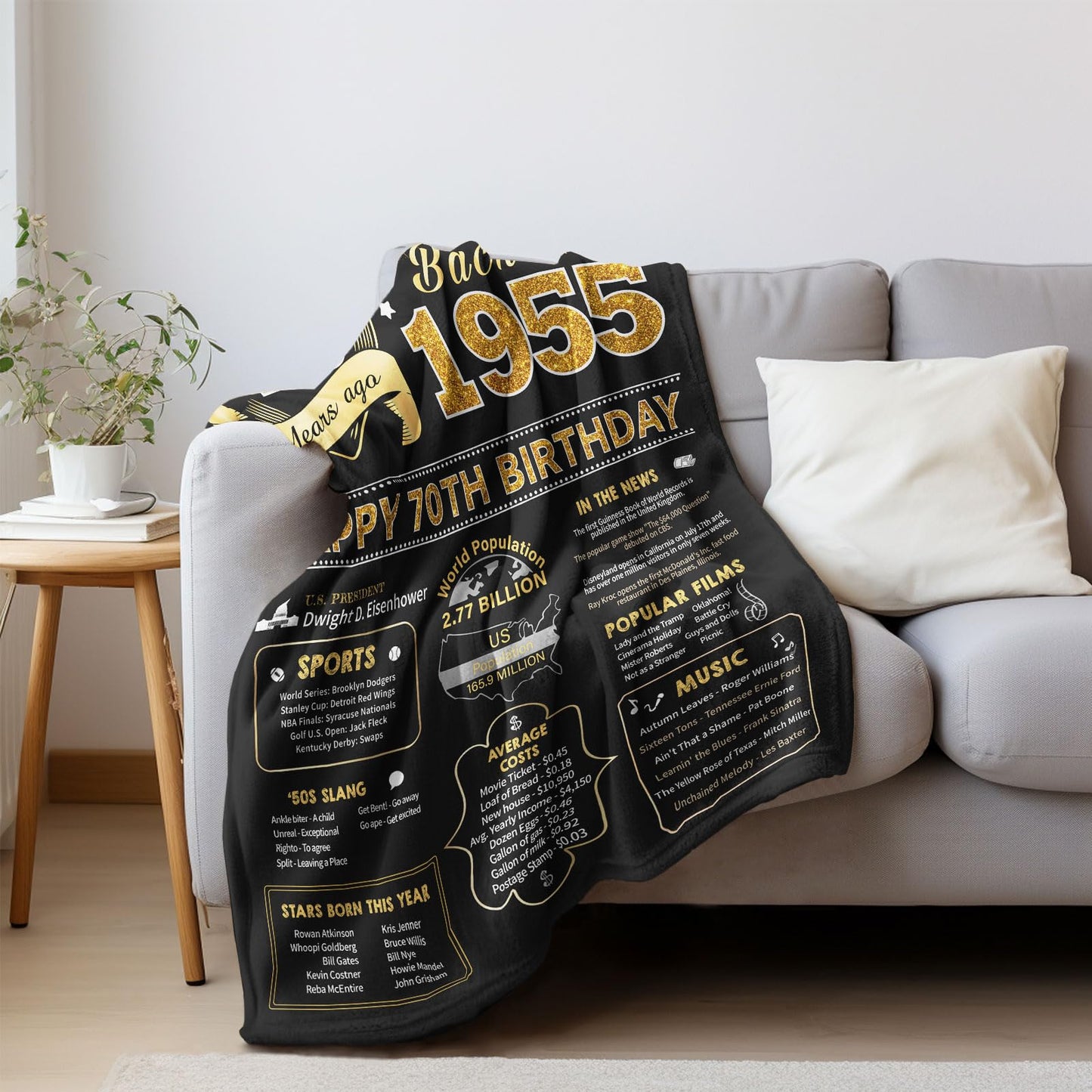 70th Birthday Gifts for Women Or Men - 70th Birthday Gifts Throw Blanket 60 x 50 Inch - 70th Birthday Gift Ideas - Best Gifts for 70 Year Old Woman - 1952 Birthday Gifts for Women