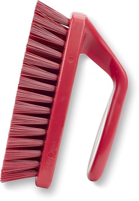 SPARTA Scrub Brush with Iron Shaped Handle and Stiff Bristles, Heavy Duty Scrubber Brush for Kitchen, Bathroom, Shower, Tile, Sink, Carpet and Bakepans, Polypropylene, 6 Inches, Red, (Pack of 6)