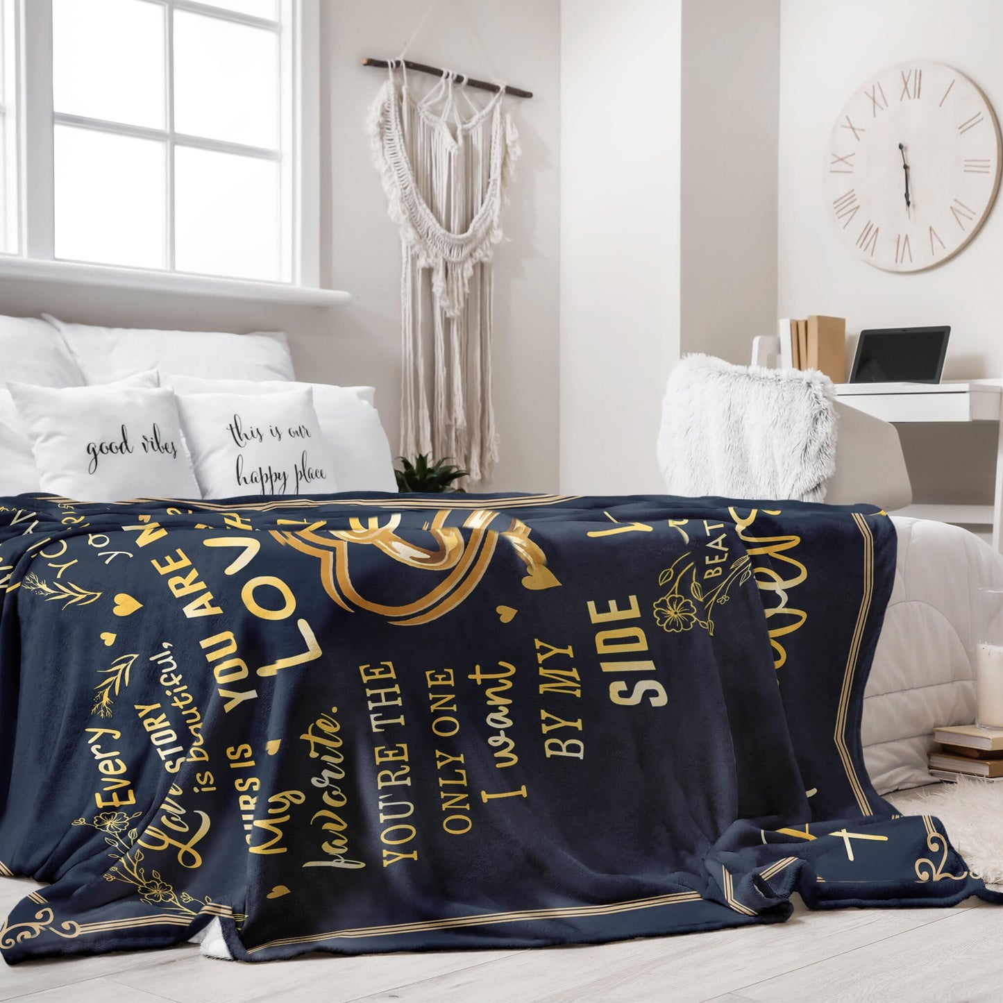 Mosslink Anniversary Blanket Gifts for Men Women 60"x50", Cool Happy Anniversary Wedding/Marriage Gifts for Him Her Husband Wife Parents Couple Boyfriend Girlfriend