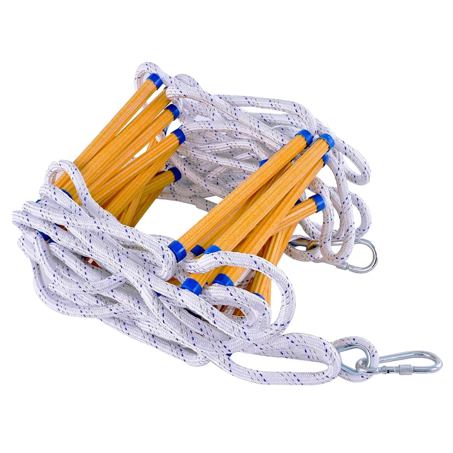 Emergency Fire Escape Rope Ladder 2 Story 8 FT Flame Resistant Safety Quick Ladder for Adults/Kids with 2 Spring Hooks, Stainless Steel Inner Ring, 23mm Thicker Octagonal Anti-Slip Rung (8ft/2.5m)