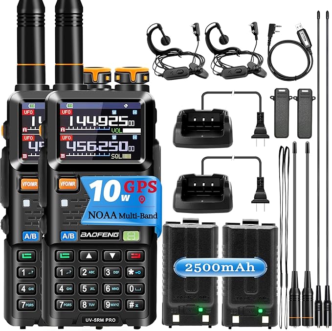 BAOFENG Radio UV-5RM PRO GPS: Ham Radio Handheld 10W Ham Radios Long Range 5RM PRO with GPS, 2500mAh Battery Rechargeable ...