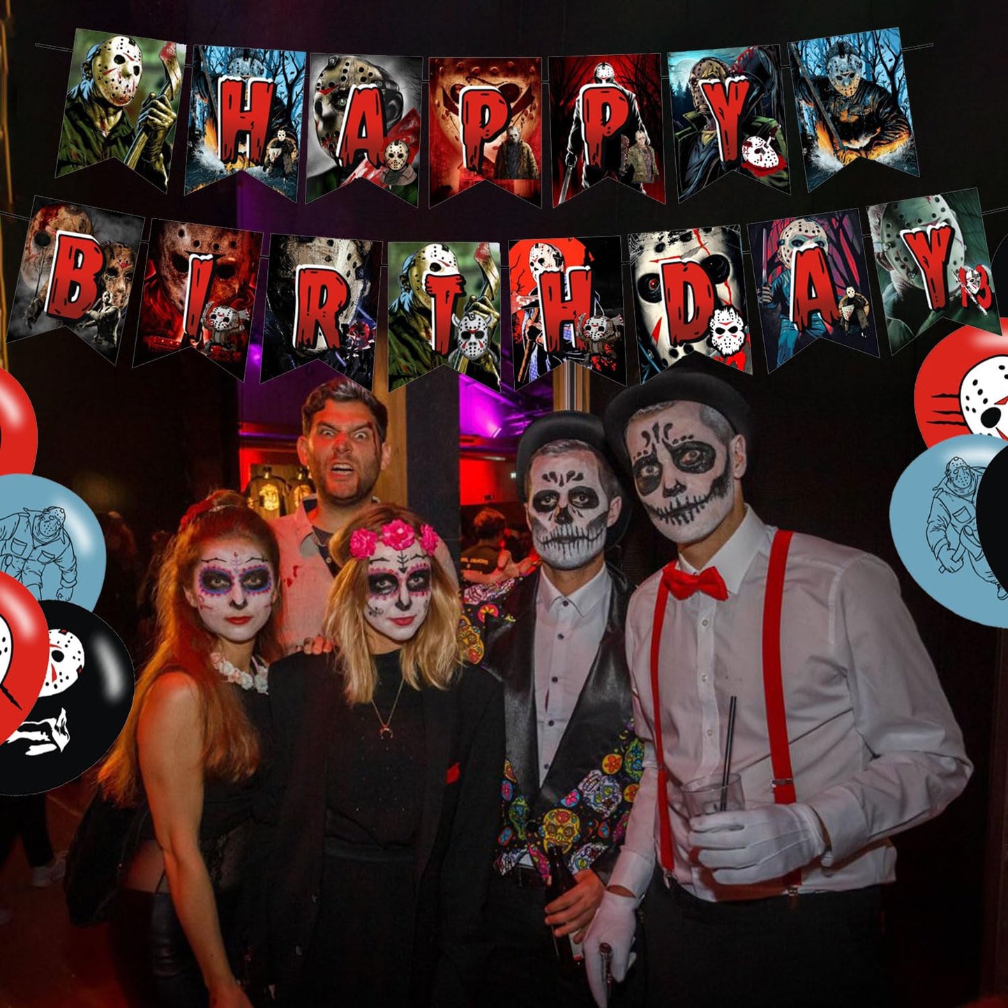 Friday The 13th Party Supplies,Horror Movie Jason Party Decorations Includes Banner, Cake Toppers, Balloon for Have a Killer Party Decorations