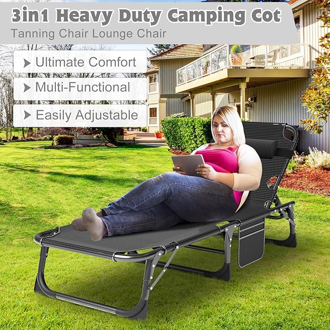 ABORON Camping Cot for Adult 28" Extra Wide, Heavy-Duty 1200D Oxford Cot for Sleeping, Portable Folding Camp Bed with Mat & Carry Bag