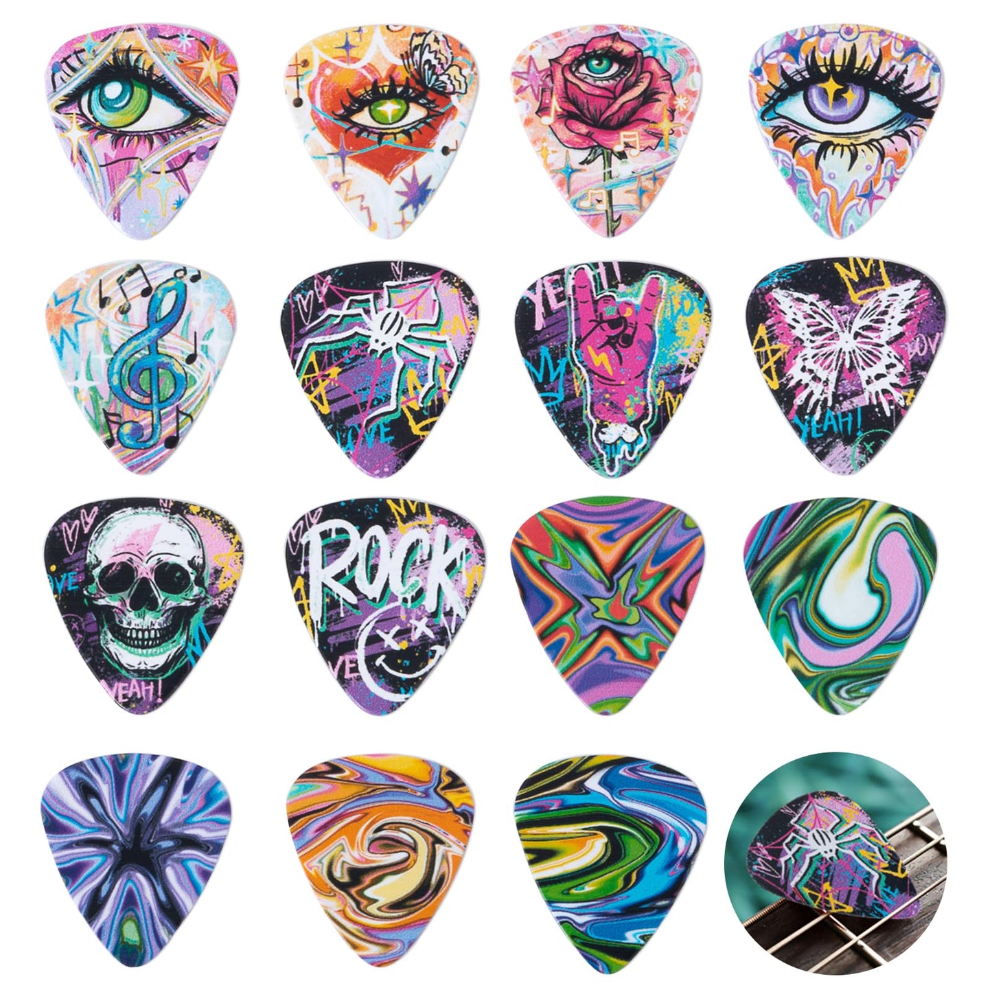 Cobahom 45pcs Guitar Picks Premium Celluloid Guitar Pick with Velvet Bag Thin Medium Heavy Thickness for Acoustic, Electric Guit