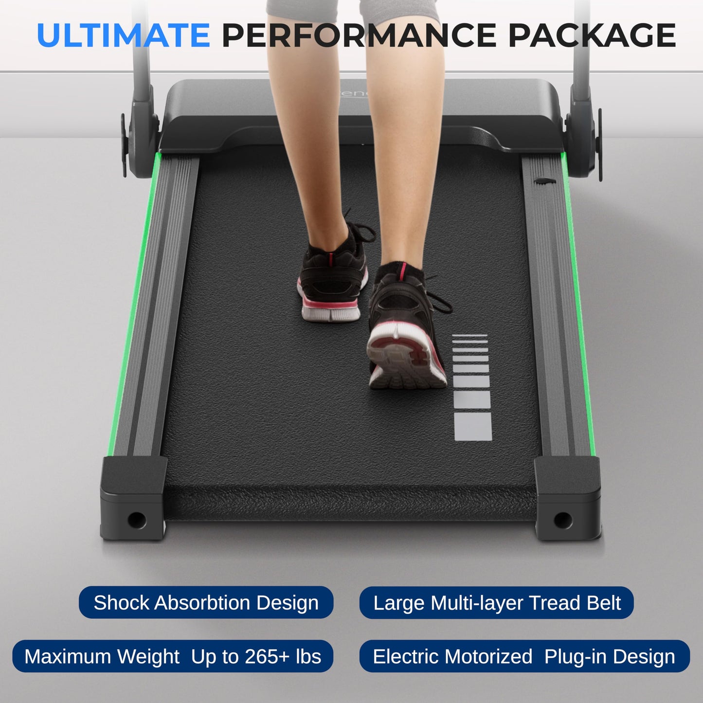 SereneLife Foldable Treadmill 2.5HP | Folding Running Machine with 12 Preset Programs, LED Display, Tablet Holder, Shock Absorption, & 0.6-7.5 MPH Speed | Supports 265 lbs | Indoor Home Gym