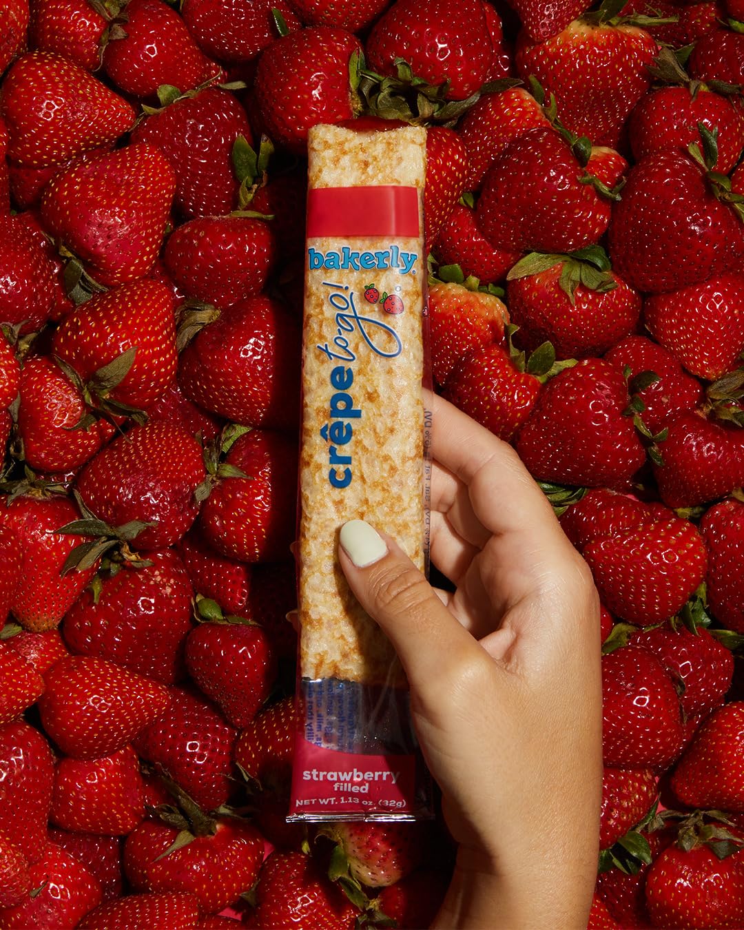 bakerly Strawberry Filled Crepes to go! Non GMO, Free from Artificial Flavors & Colors, Pack of 9, 6-Count (54 Total Crepes)
