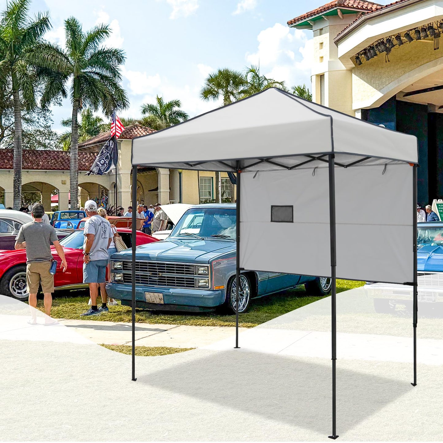 EAGLE PEAK Instant Pop Up Canopy with Adjustable Sun Wall 6x4, Straight Lightweight Compact Portable Tent with Carry Bag, Gray