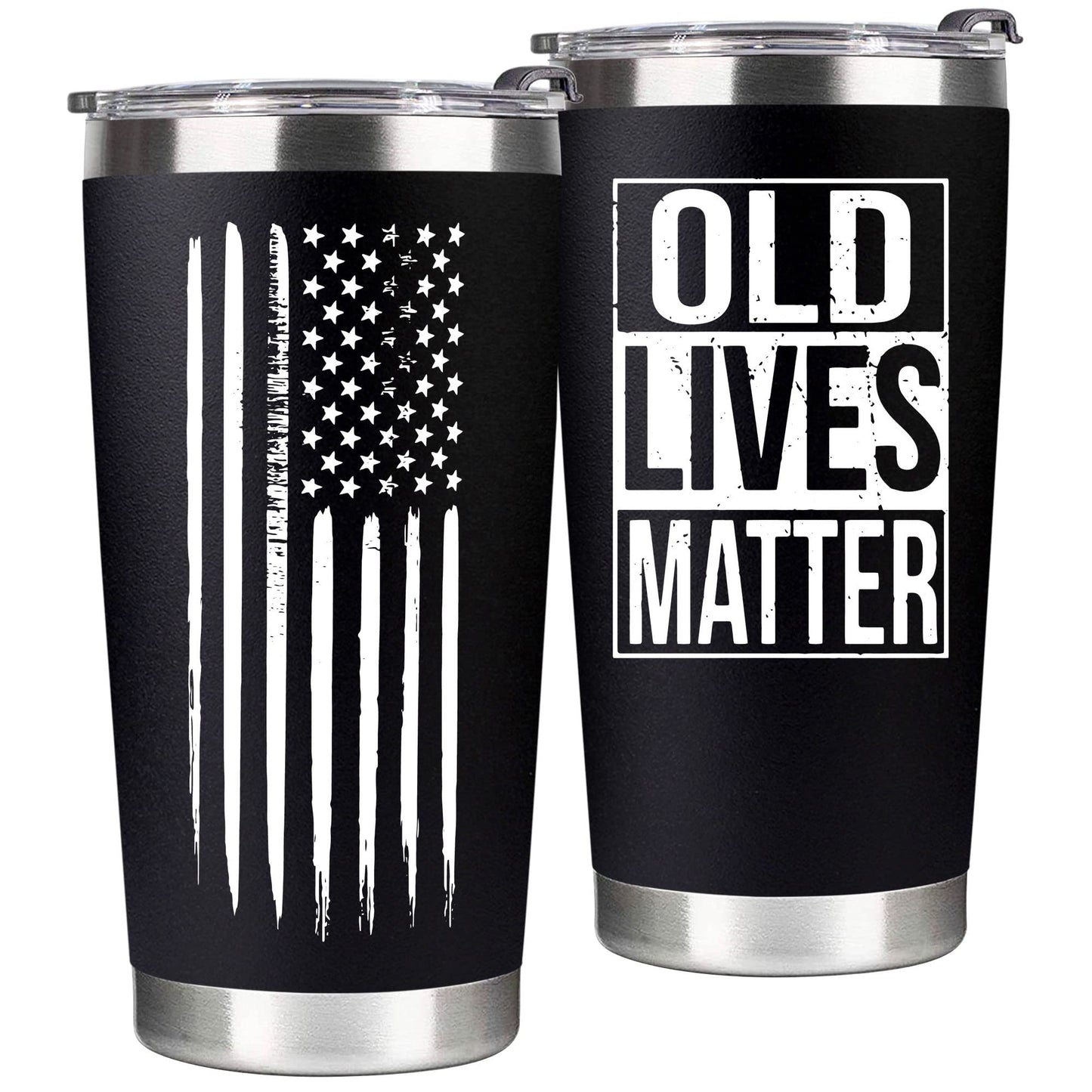 VIWIS 30th, 40th, 50th and 60th Birthday Gifts for Men, Dad from Son, Daughter, Wife - Gag Gifts For Men, Grandpa - Cool Old Man Gift, Old Lives Matter Tumbler 20oz - Funny Christmas Gifts