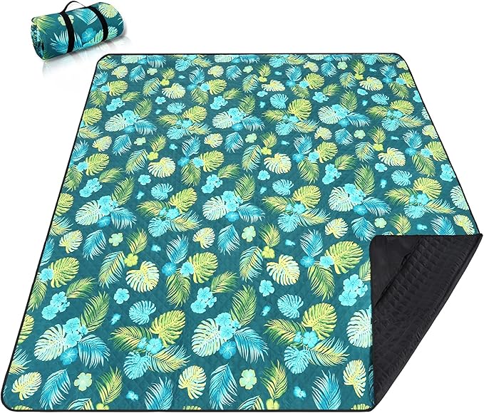 PY SUPER MODE Picnic Blankets Extra Large, Waterproof Foldable Outdoor Beach Blanket Oversized 83x79” Sandproof, 3-Layer P...