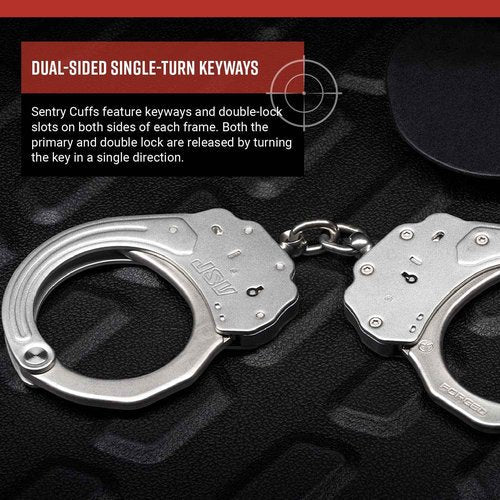 ASP Sentry Chain Cuffs + Exo Sentry Case, Handcuff Case, Professional Grade, Forged Steel Bows, Dual-Sided Keyways, and Double Lock Slots