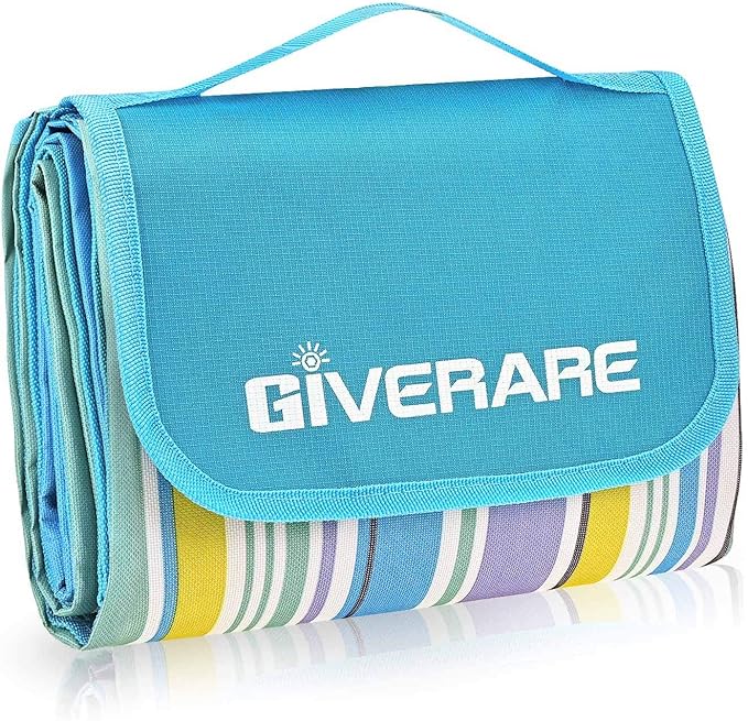 GIVERARE Picnic Beach Blanket, XL Sandfree Waterproof Outdoor Camping Blanket, Quick Drying Oxford Family Mat, Portable Ex...