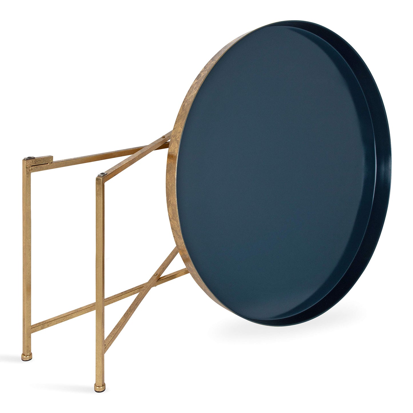 Kate and Laurel Celia Modern Glam Round Coffee Table, 28.25" x 28.25" x 19", Navy Blue and Gold Leaf, Chic Sophisticated Accent Table