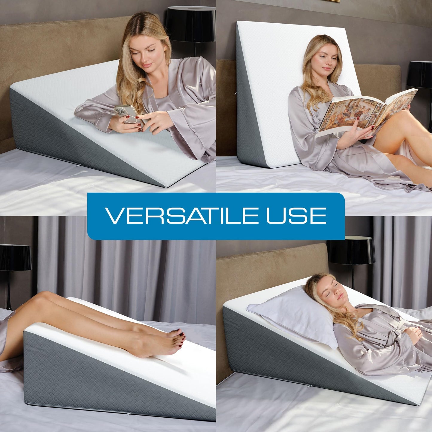 Kolbs Extra Wide Bed Wedge Pillow | Super Large | Memory Foam Top and Jacquard Cover | for Sleeping Acid Reflux GERD (12 Inch Height (31 x 33 x 12))