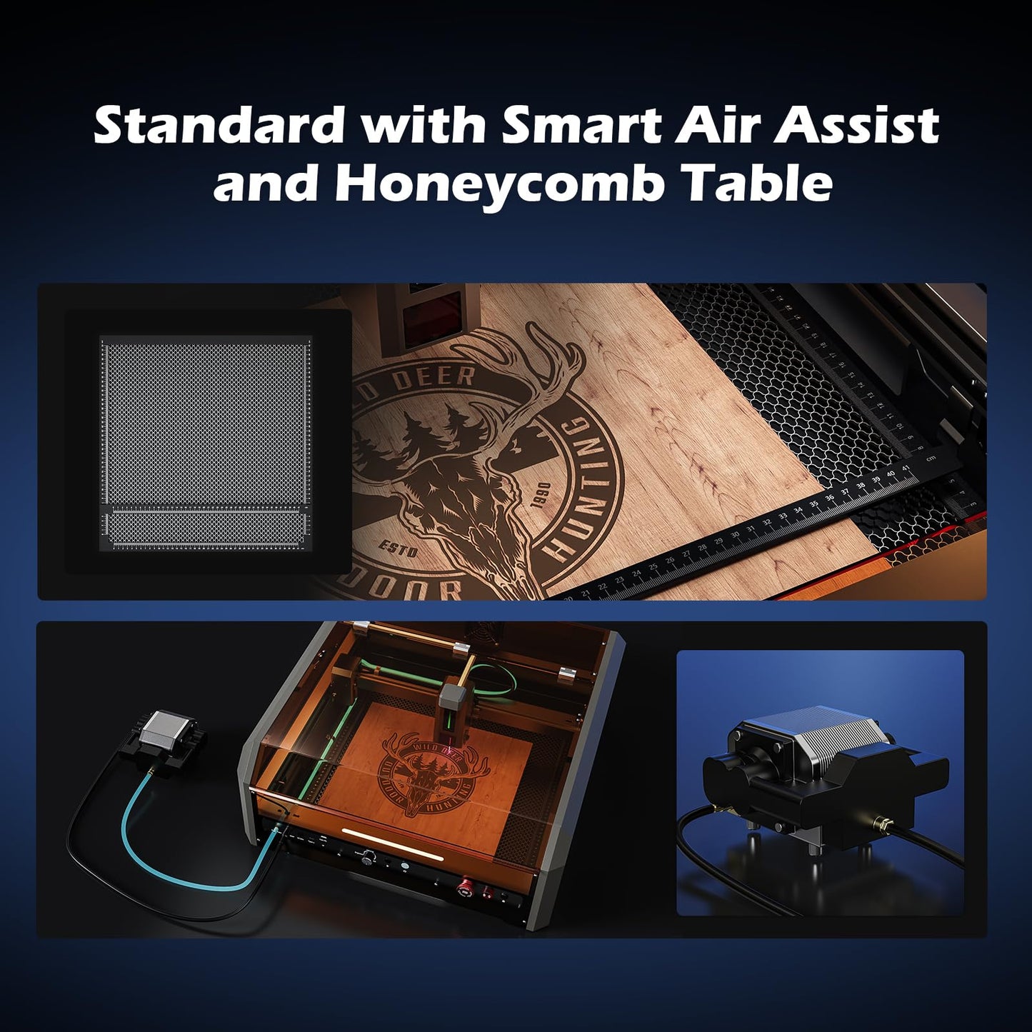 Genmitsu L8 Laser Engraver, 20W (20000mW) Laser Cutter Built-in Acrylic Enclosure with Vent, Air Assist Pump, Honeycomb, Camera, All-in-one Plug and Play Engraving Machine, Safety Class 1