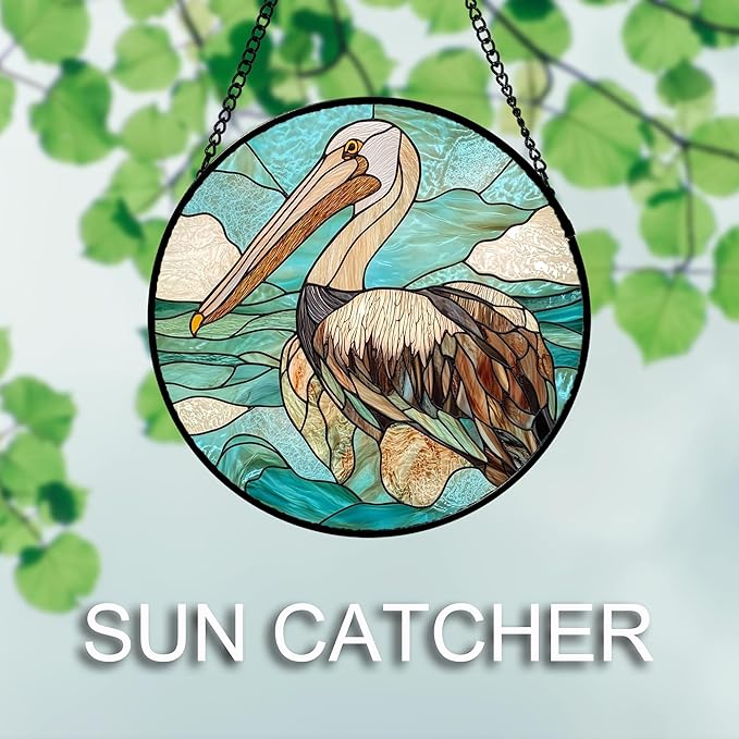 Stained Glass Window Hanging 4 Pcs Set Cyan Ocean Life Theme Large 11.8" - Sea Starfish Suncatcher Door Garden Sun Catcher Decor Birthday for Mom Woman Nana Men Friend