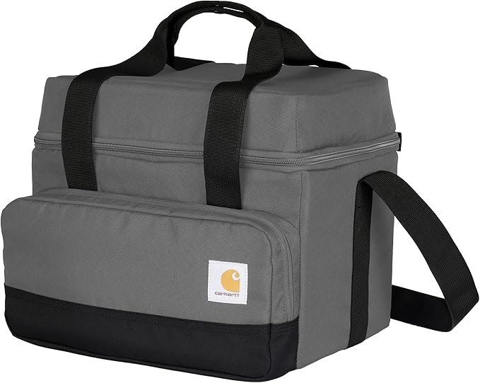 Carhartt Insulated Two Compartment Cooler, Durable Water Repellent Material W/Front Zippered Pocket for Camping, Beach & T...