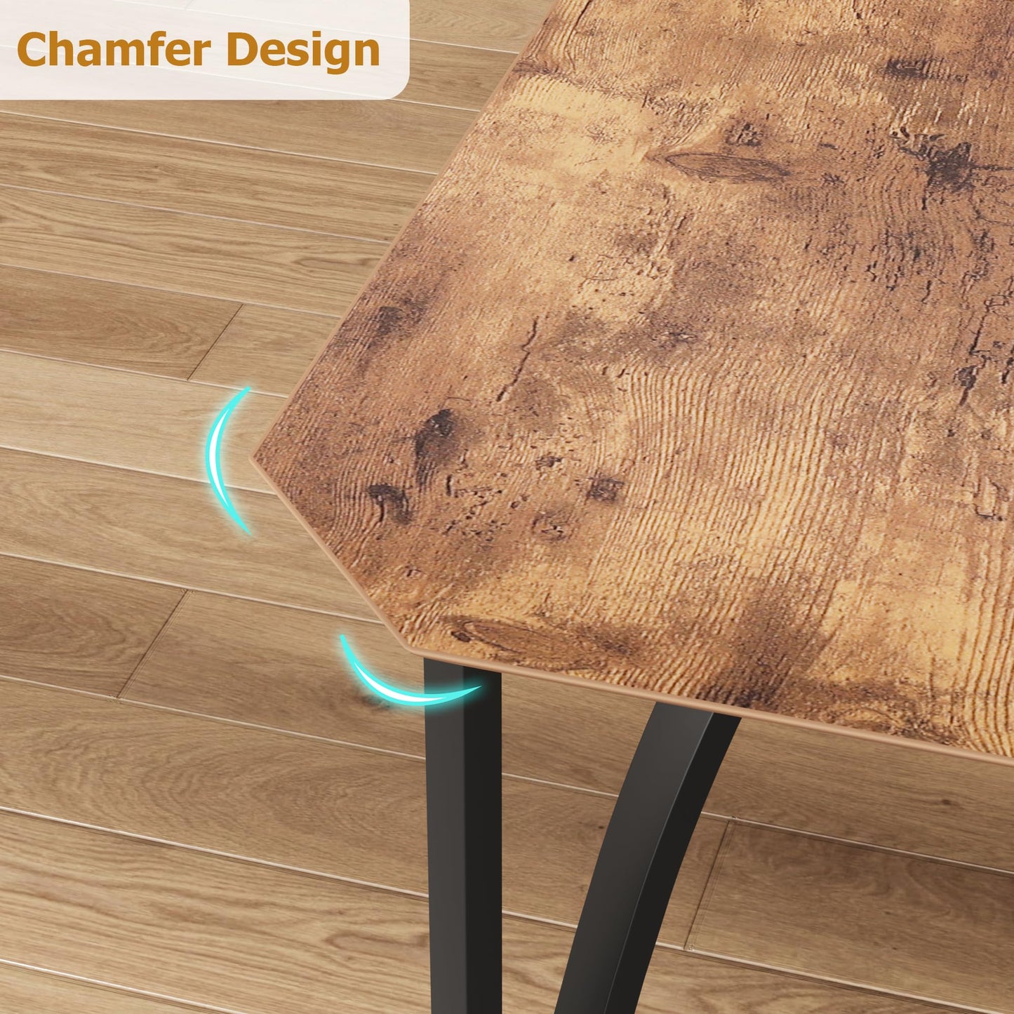 GAOMON Dining Table Set for 4, Kitchen Table and Chairs for 4 with with Chamfer Design, 5 Piece Dining Room Table Set with Cushion Seats for Small, Home Kitchen, Apartment-Rustic Brown