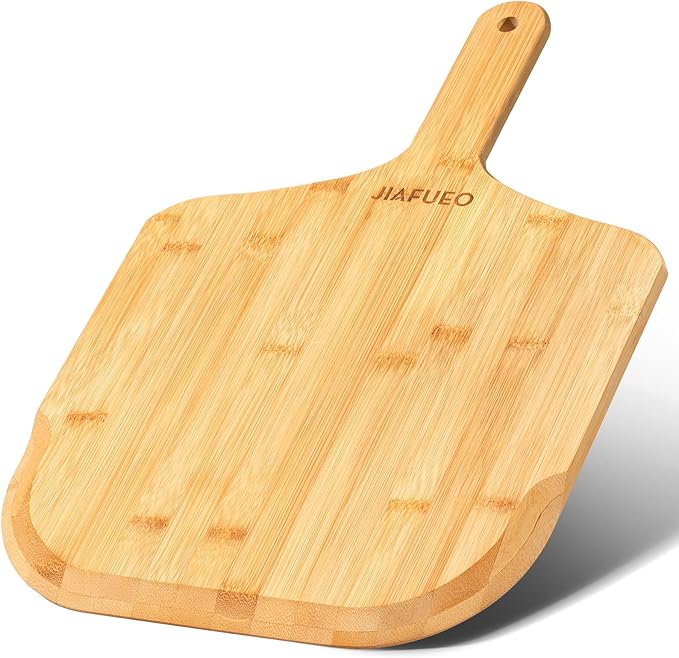 JIAFUEO Pizza Peel 12 inch, Bamboo Pizza Paddle Spatula - Wooden Serving Board, Oven Accessory for Baking Homemade, Wood C...
