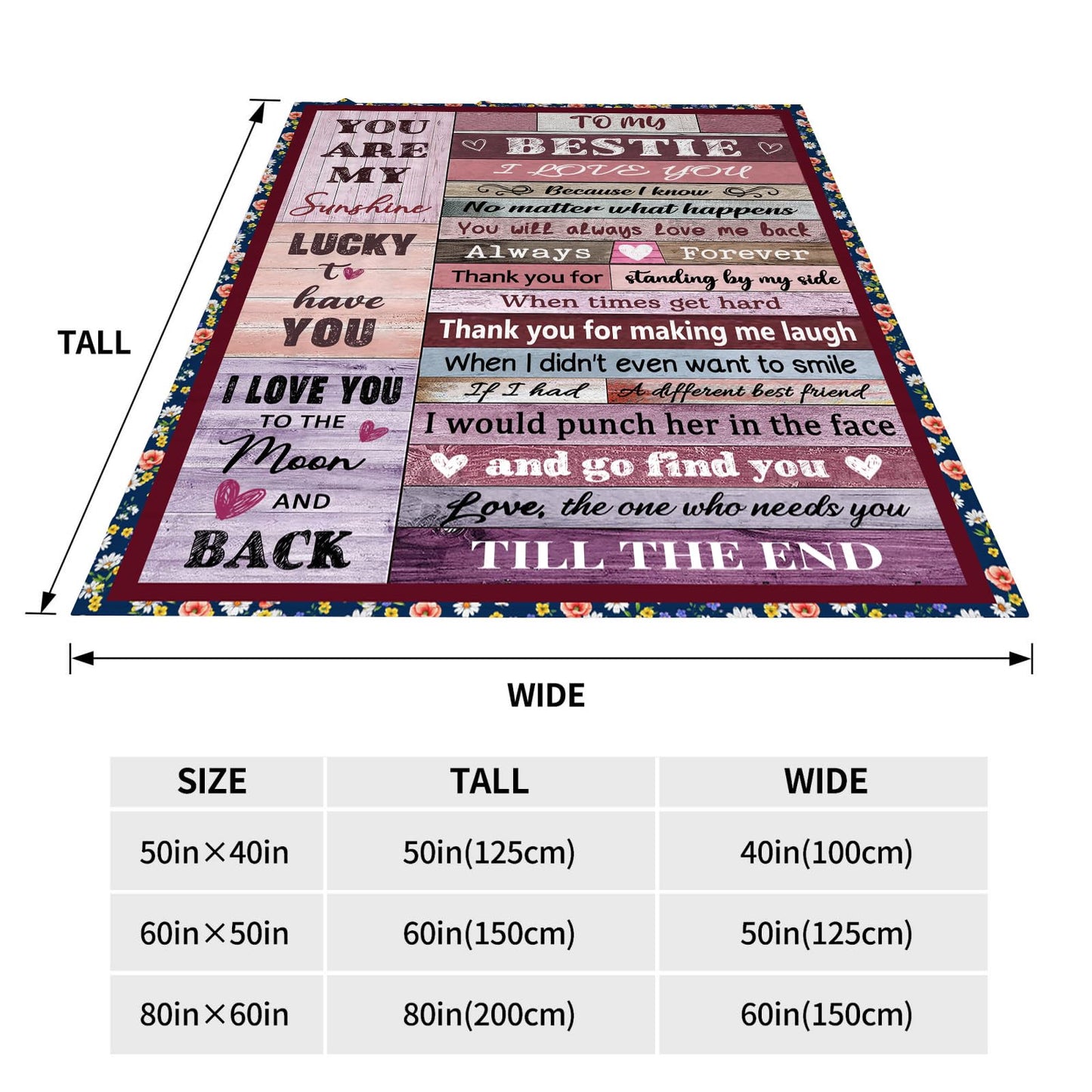 AJIIUSV Best Friends Blanket Gifts for Women, Bestie Gifts for Women Work Bestie, BFF, Soul Sister on Birthday, to My Best Friend Throw Blanket 50"X60"