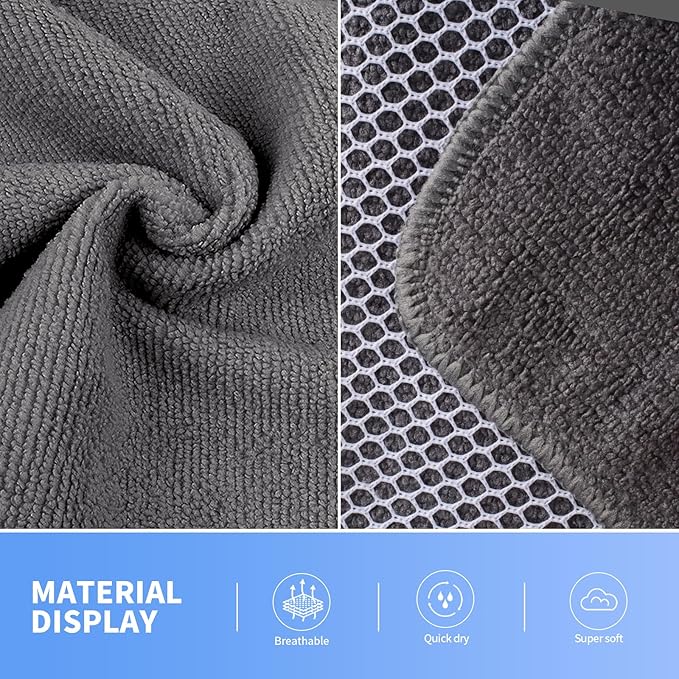 KinHwa Kitchen Washcloths for Dishes Absorbent Microfiber Dish Cloths Quick Dry Dish Rags with Poly Scour Scrub Side Ideal for Kitchen Cleaning (Gray, 15inchx25inch 6pack)