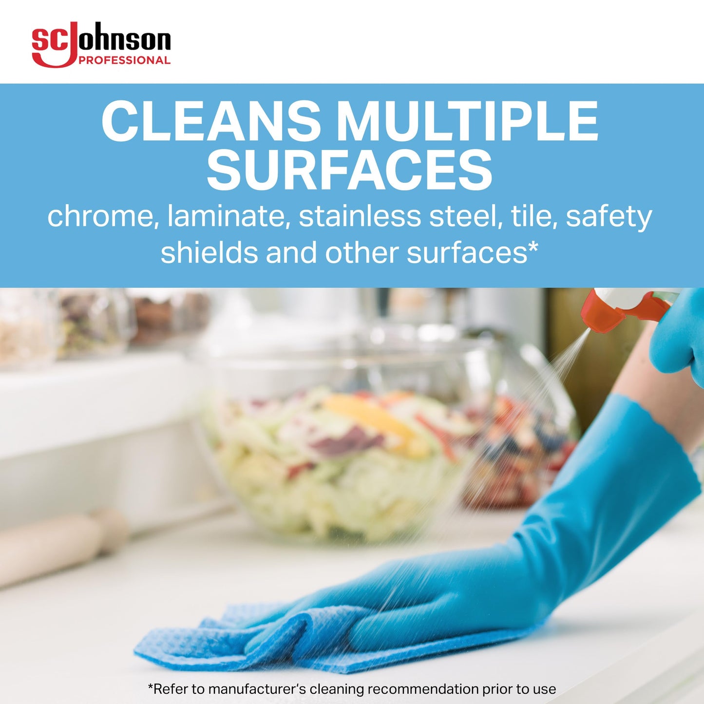 SC Johnson Professional Windex Glass and More Multi-Surface Cleaner, Windex Glass Cleaner Refill, Multi Surface Cleaner, 128 fl. oz. Bottles, 4 Count, for Professional Use Only