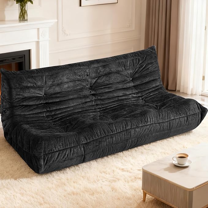 HABUTWAY Bean Bag Chair, Giant Bean Bag Chairs for Adults, 3 Seater Fireside Chair, Lazy Large Floor Bean Bag Sofa for Living Room, Bedroom, Dorm, Office (Black)