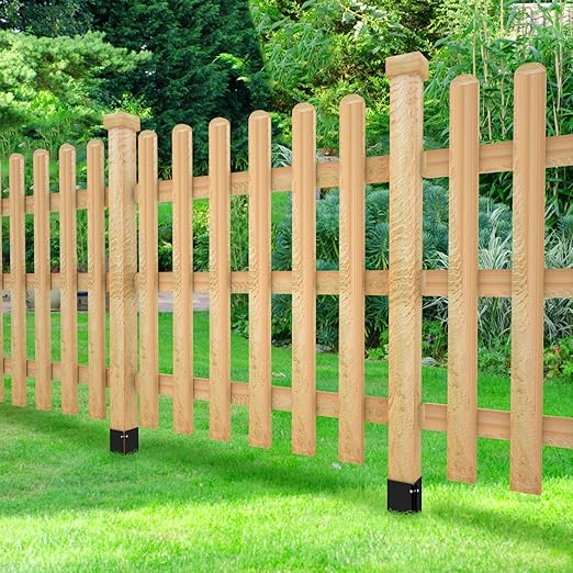 XYADX 24 inch Fence Post Anchor Ground Spike Heavy Duty Metal Black Powder Coated Fence Stakes Post Base, 4x4 Inch (Inner Size 3.6"x3.6"), Pack of 4