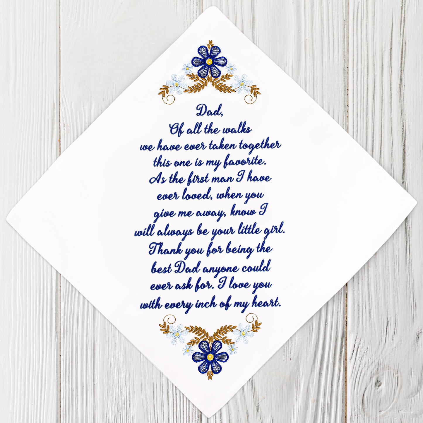 Dad Wedding Embroidered Handkerchief, Father of the Bride Gifts for Daughter on Wedding Day, Something New Something Blue Gift for Bride on Weddings Day Essentials