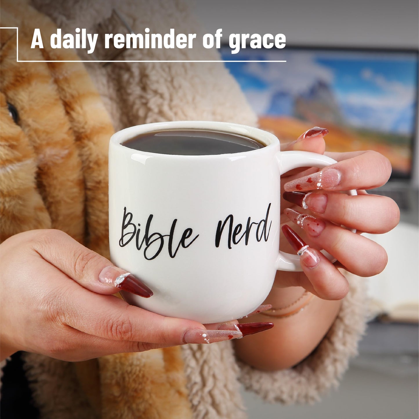 Mr. Pen- Christian Coffee Mugs for Women & Men, 15 oz, White with Bible Theme Design, Christian Mugs for Women, Coffee Cup Ceramic, Cute Tea Cups, Microwave Safe