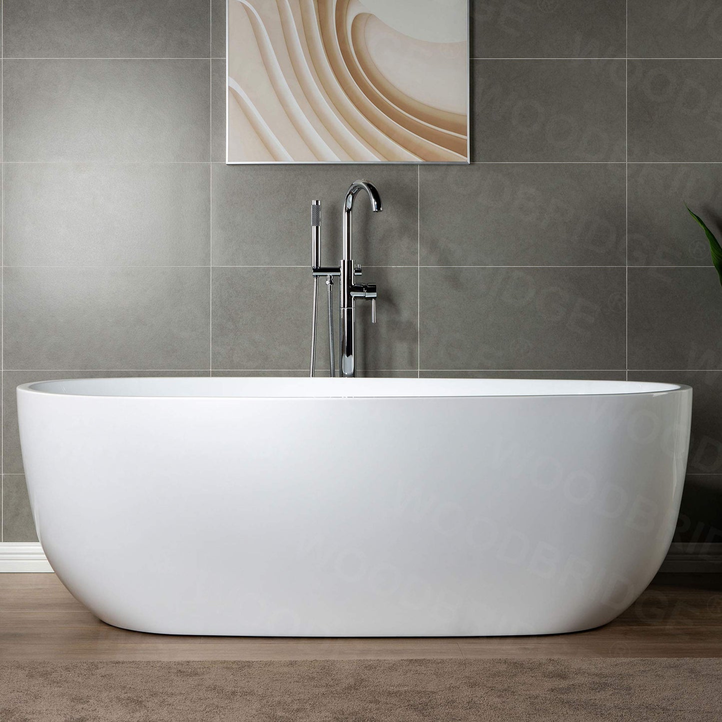 WOODBRIDGE Contemporary Single Handle Floor Mount Freestanding Tub Filler Faucet with Hand shower in Chrome Finish,F0002CHRD