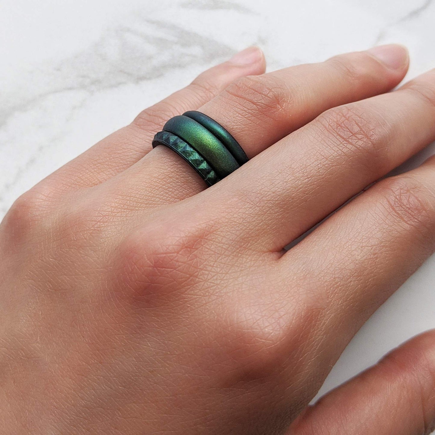 Knot Theory Enchanted Forest Silicone Ring for Men Women - Breathable Comfort Fit 6mm Wedding Band Size 6
