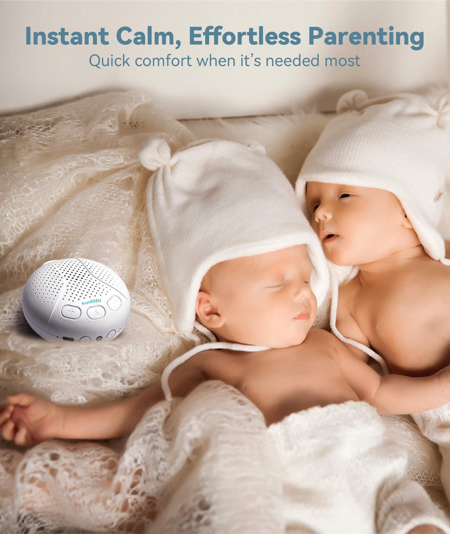 FamiBaby Portable Sound Machine for Baby - White Noise Machine with Night Light for Nursery | 16 Soothing Sounds | Shush | Travel | Registry Gift | Sleep Soother | Baby Shower