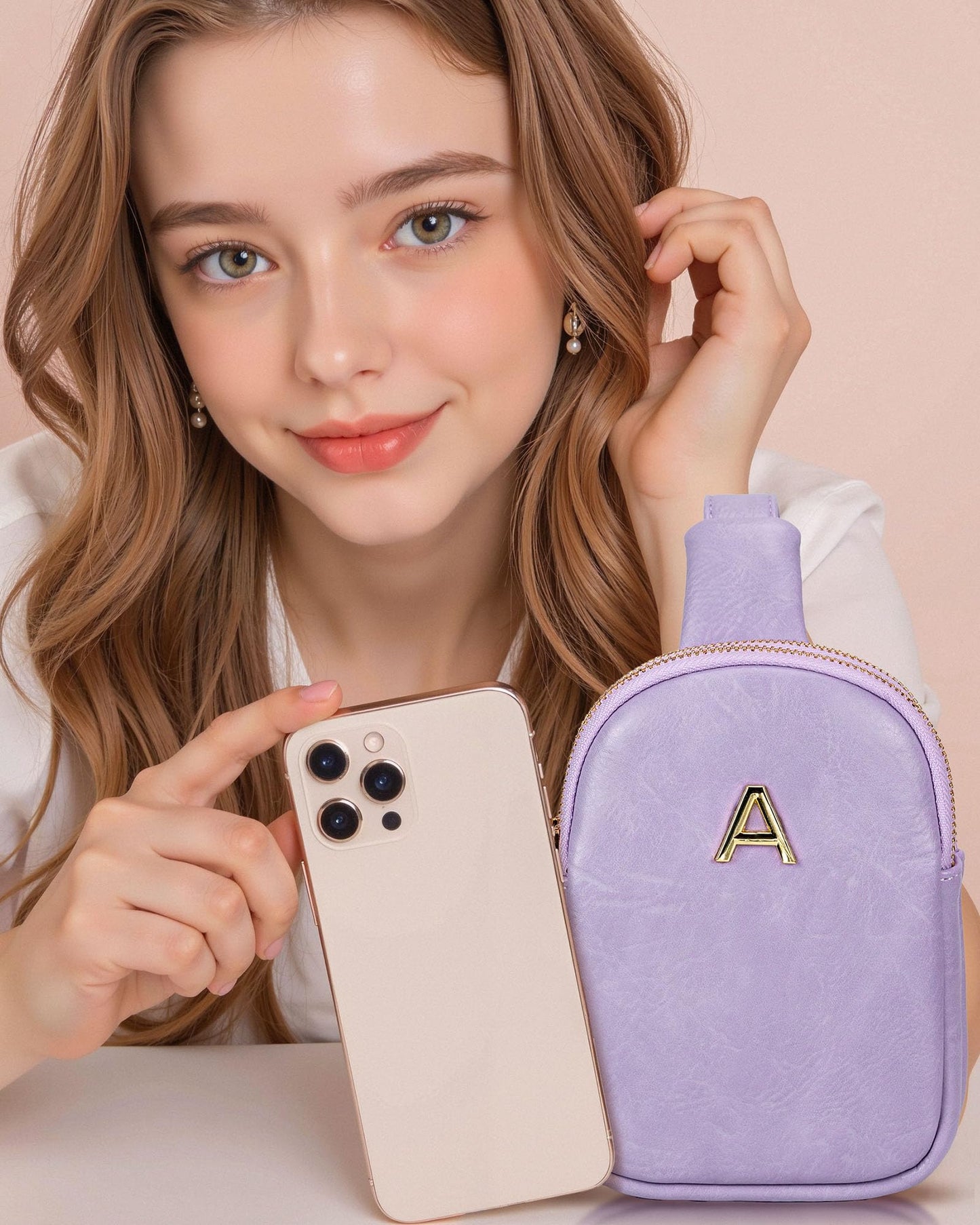 Freesya Personalized Birthday Gift for Teen Girls, Sling Purse with Initial Letter, Lightweight Small Crossbody Bags, Tween Girls Trendy Stuff, Waterproof Cell Phone Purse with Adjustable Strap
