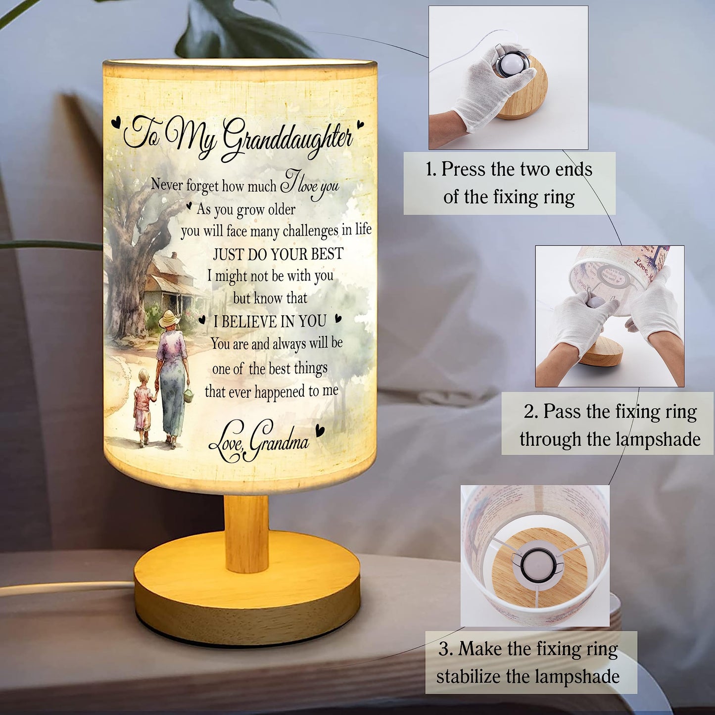 Granddaughter Gifts from Grandma - Granddaughter Table Lamp Christmas Gifts for Granddaughter Birthday Gifts Graduation Gifts Granddaughter Night Light TNT1